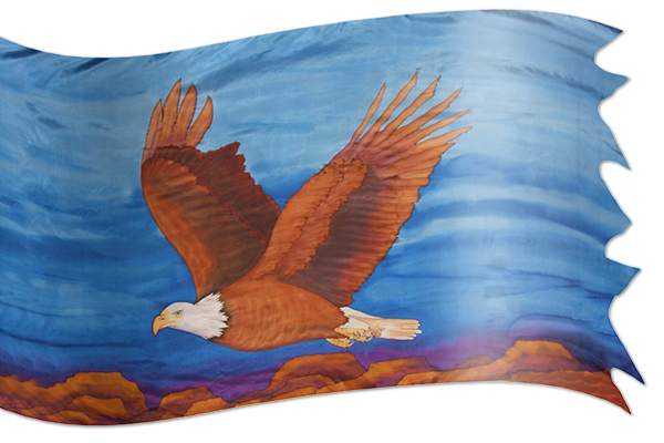 The design ‘Eagle - Ascending’ in hand-crafted silk