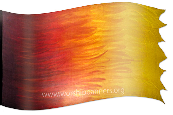 The design "Holy Fire" in hand crafted silk